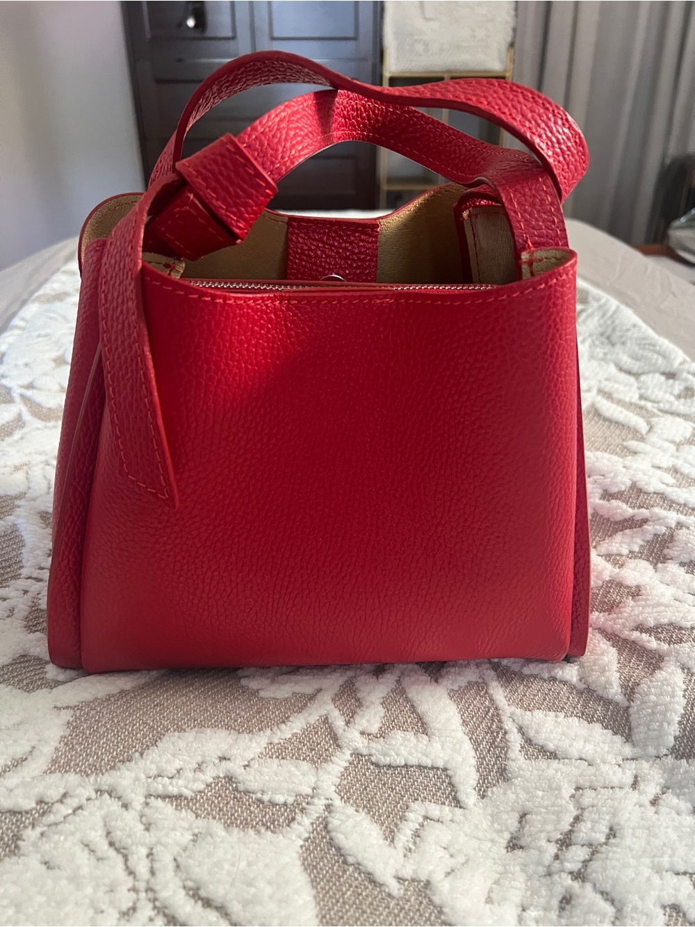 Sara Campbell Red Genuine Leather Handbag